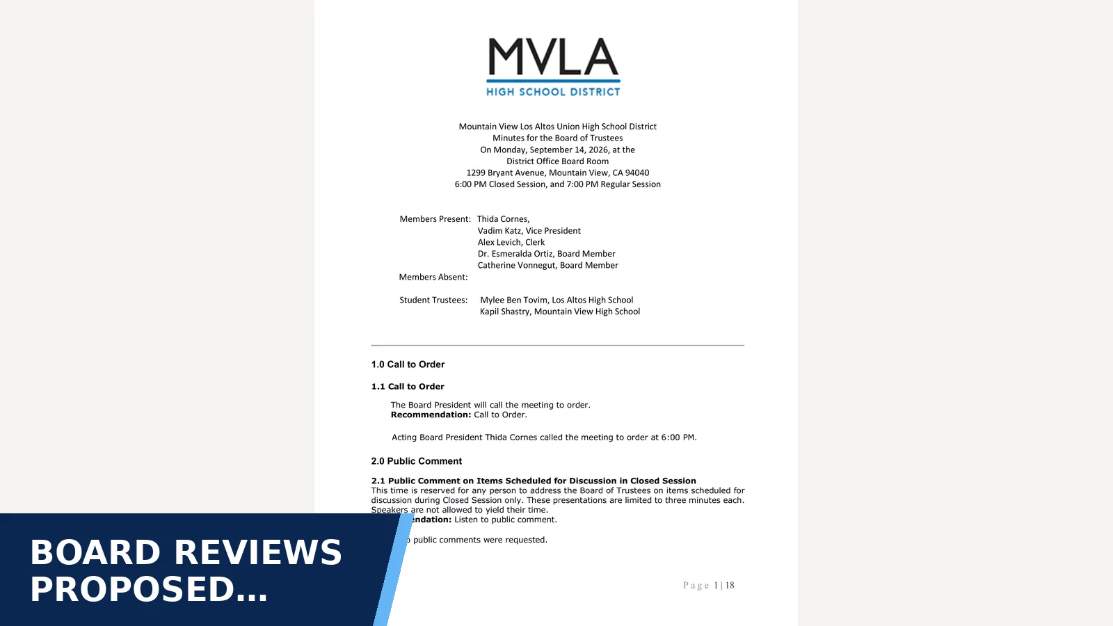 Excerpt from Approved minutes — regular/special session — 2026-09-14 for Board reviews proposed parent-rights changes on…