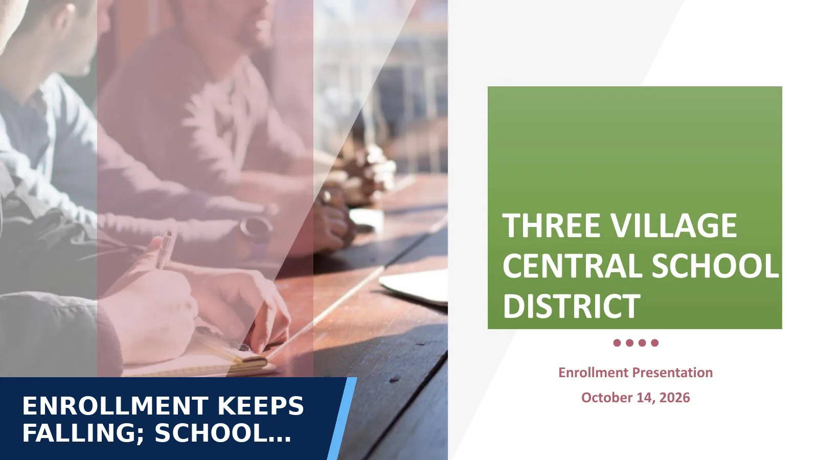 Excerpt from Board of Education presentation: Enrollment Presentation (10/14/26) for Enrollment keeps falling; school closure study and…