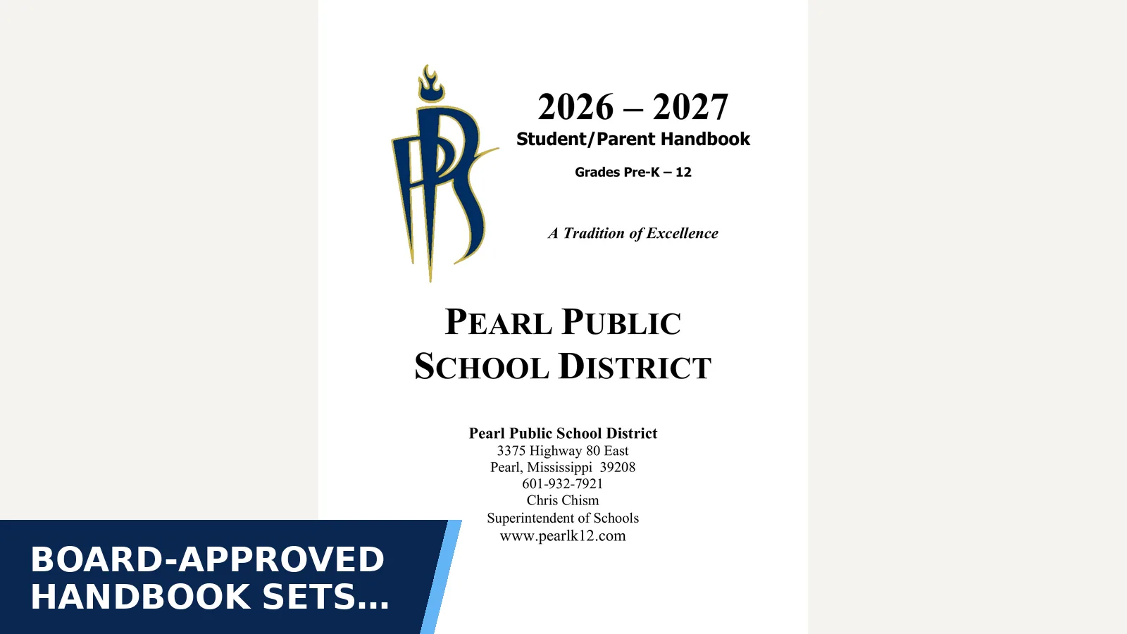 Excerpt from Pearl Student-Parent Handbook 2026-2027 for Board-approved handbook sets escalating student…