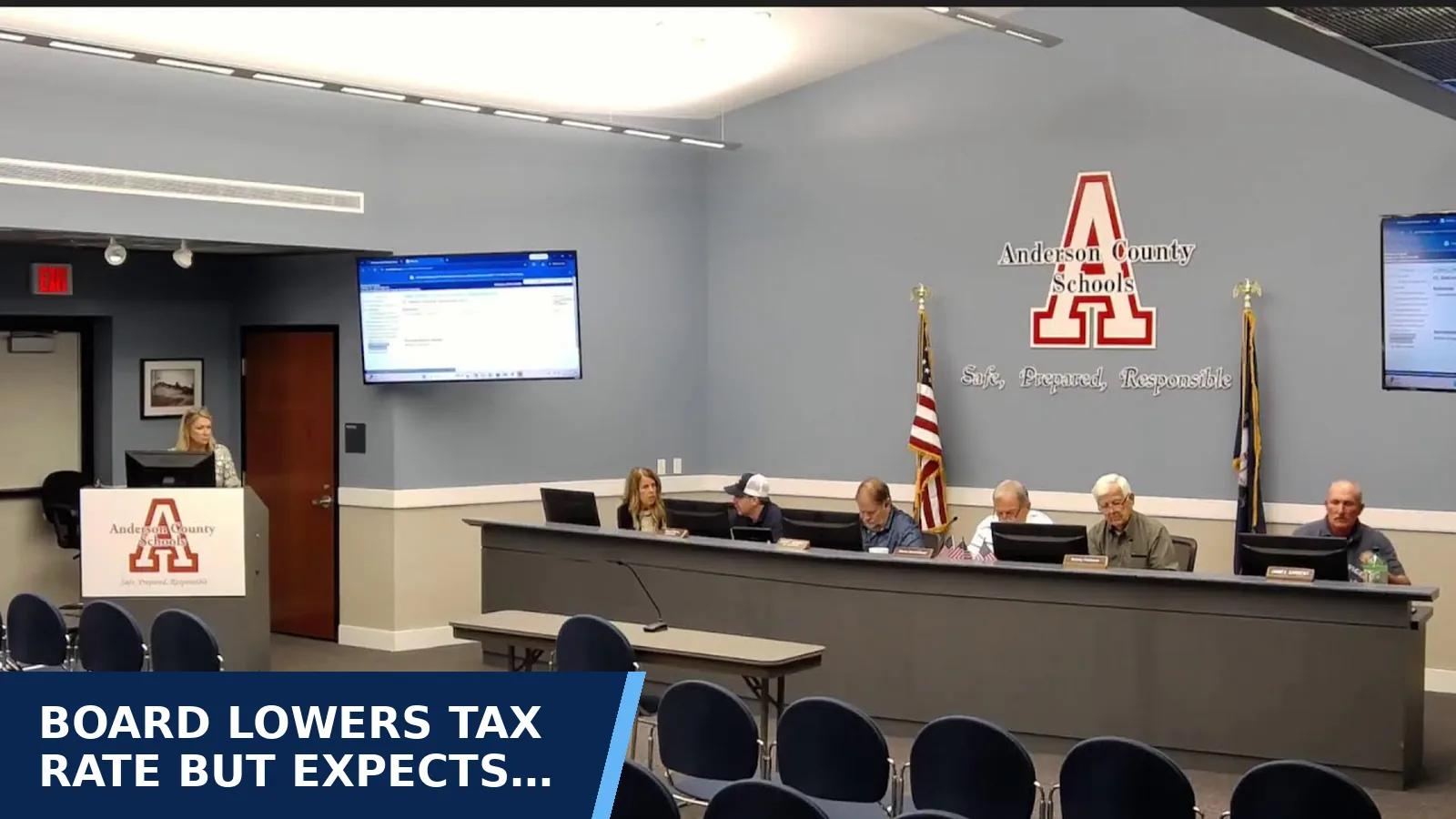 Excerpt from Anderson County Board Meeting — special called 8/27/26 for Board lowers tax rate but expects more revenue