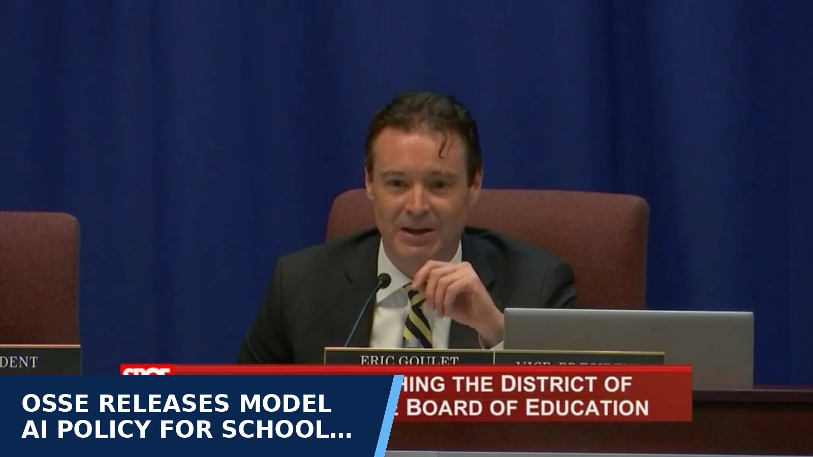 Excerpt from SBOE Public Meeting recording - SBOE Public Meeting September 16, 2026 for OSSE releases model AI policy for school staff;…