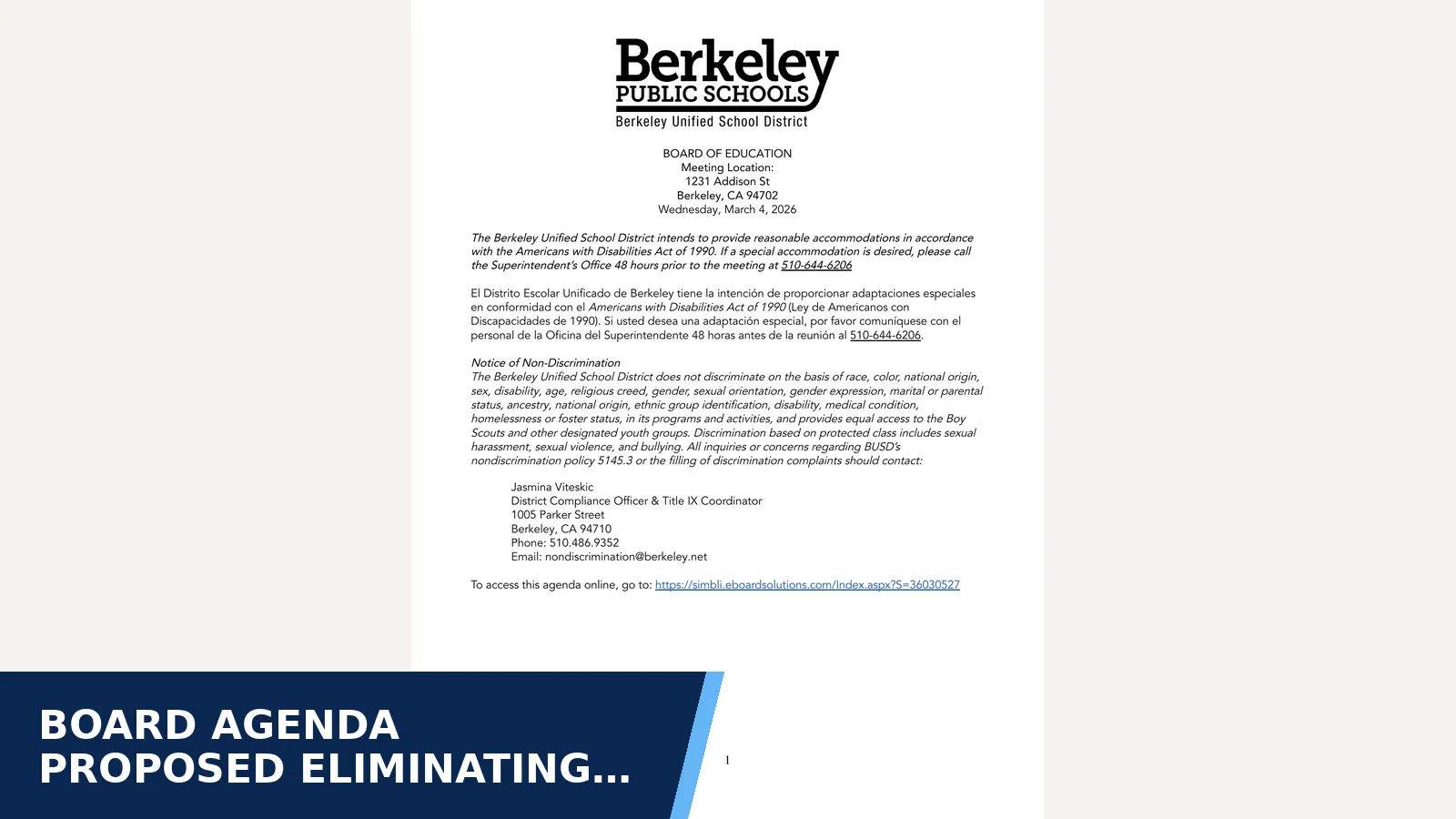 Excerpt from Board meeting agenda for Board agenda proposed eliminating or reducing…