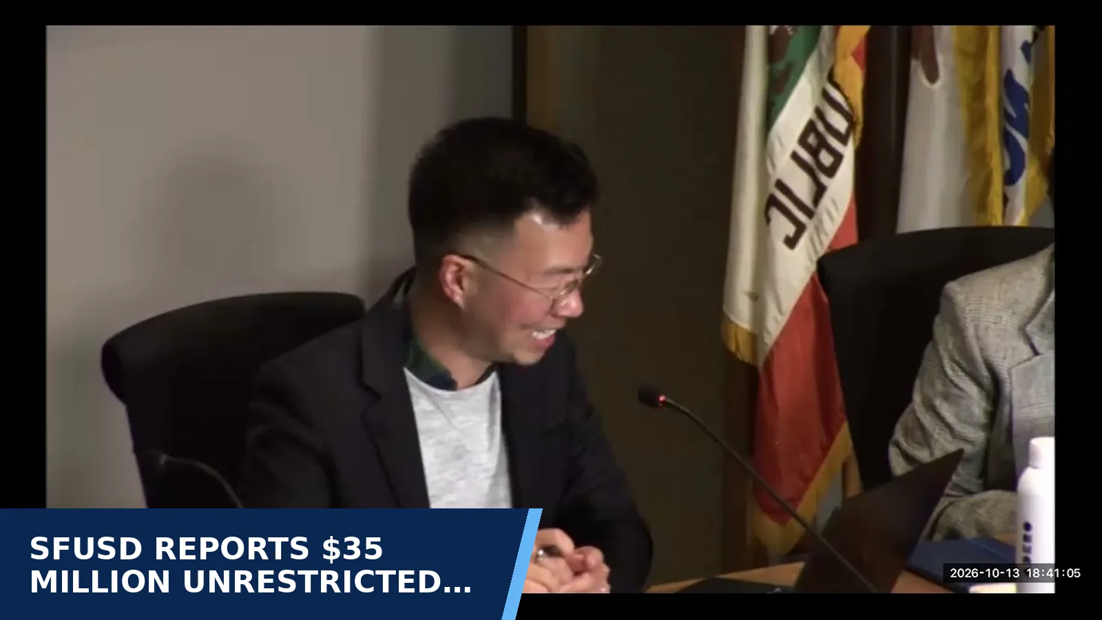 Excerpt from SFUSD 10/13/2026 Regular Meeting: video for SFUSD reports $35 million unrestricted operating…