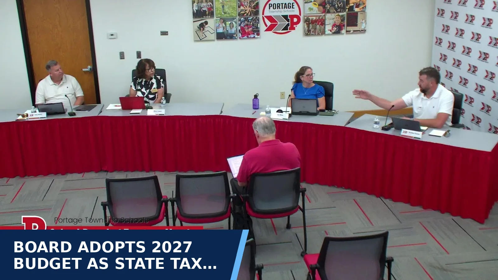 Excerpt from Portage Township Schools Board: 10/12/26 Discussion School Board Meeting for Board adopts 2027 budget as state tax caps cut revenue