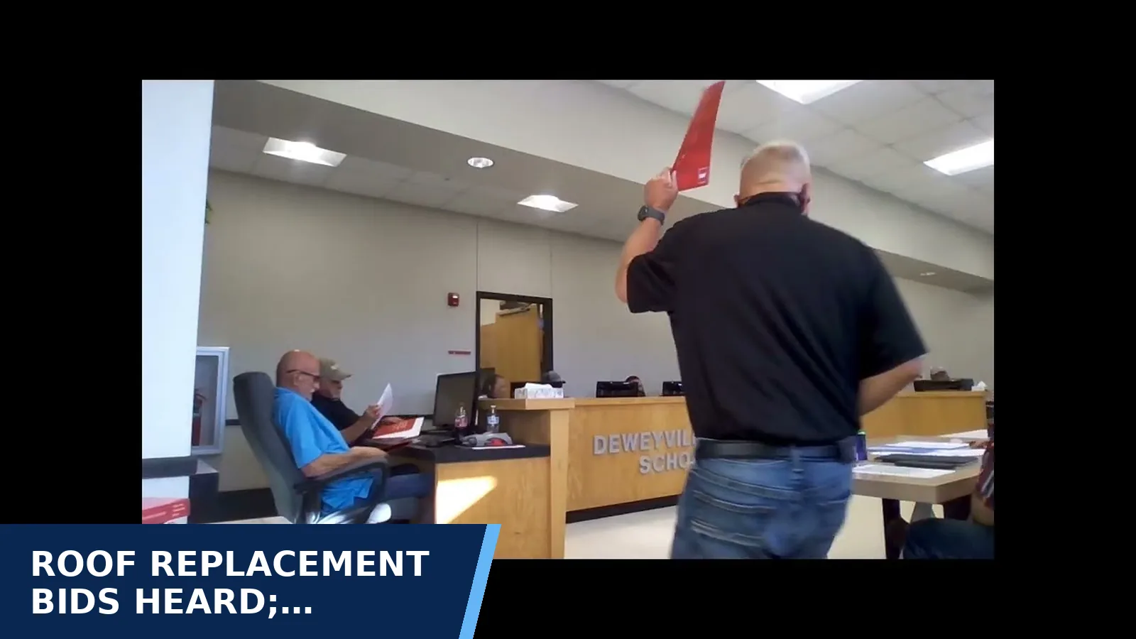 Excerpt from Board of Trustees recording: August 17, 2026 Regular Meeting for Roof replacement bids heard; insurance deductible…