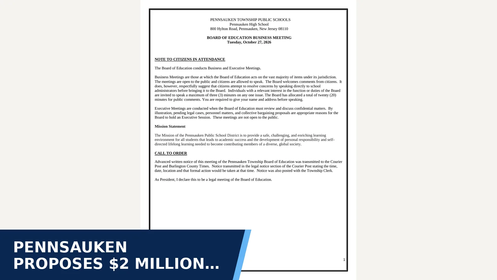 Excerpt from  2026-10-27Agenda.pdf (Board agendas and addenda) for Pennsauken proposes $2 million heating upgrades at…