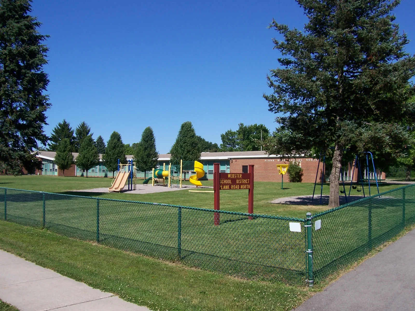 Plank Road Elementary School in en:Penfield, New York.  It is part of the en:Webster Central School District