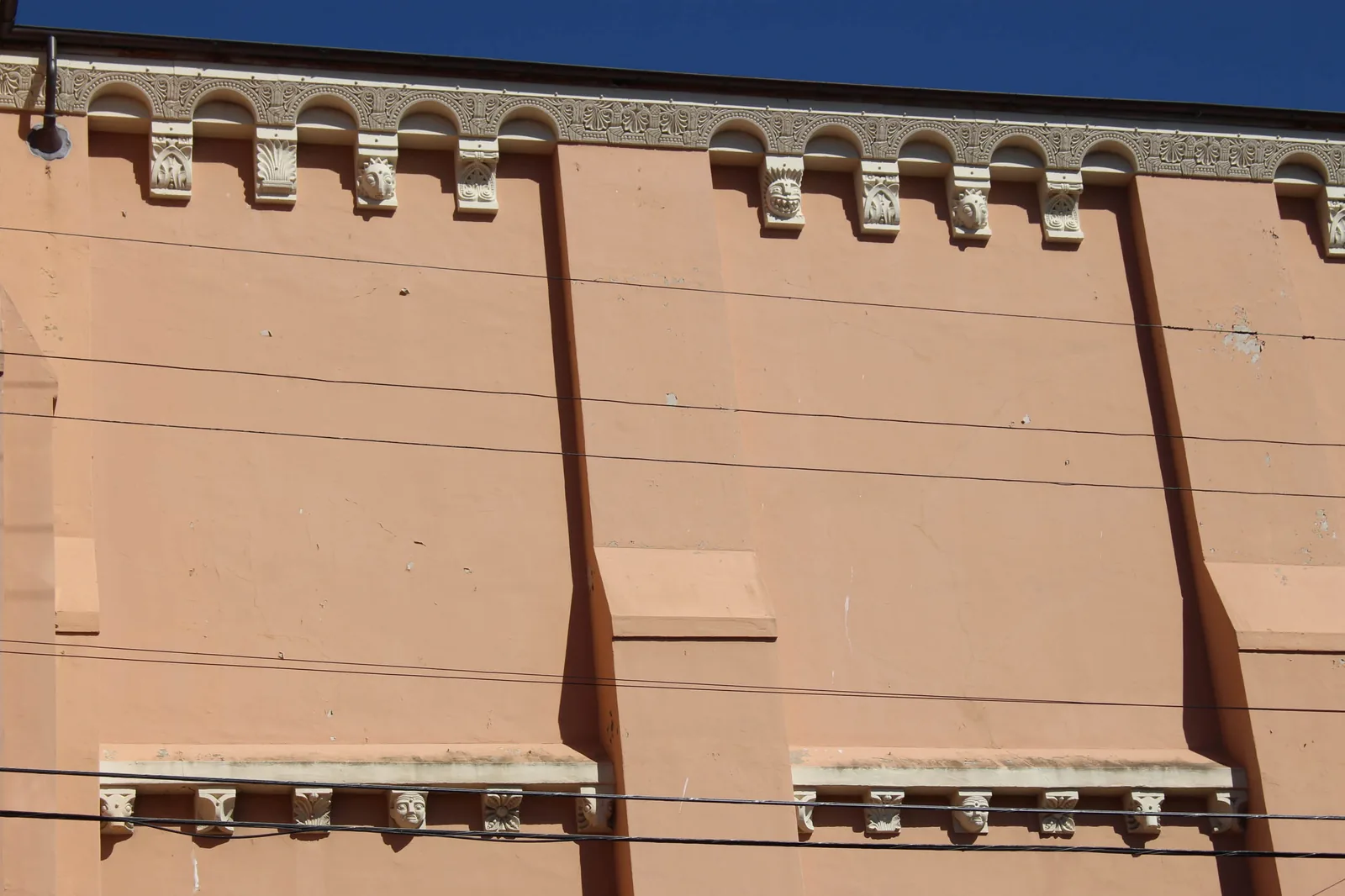 Architectural sculptures on the exterior of Balboa High School, San Francisco, California