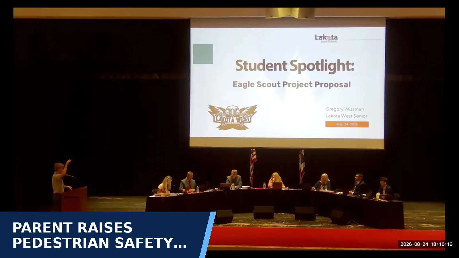 Excerpt from Lakota Board of Education Regular Meeting: August 24, 2026 for Parent Raises Pedestrian Safety Concerns After…