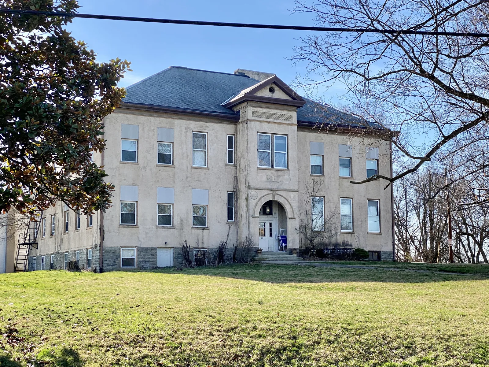 Built in 1901-1902, this Classical Revival-style building was constructed to house the public school for the city of Walton, Kentucky, and is identical to the former school in nearby Verona, Kentucky. A gymnasium was built behind the building in 1929. The building served as the local public school for all grades until 1935, when the school districts of the two communities were consolidated, with the Verona School becoming Walton-Verona Elementary School and the Walton School becoming home to W