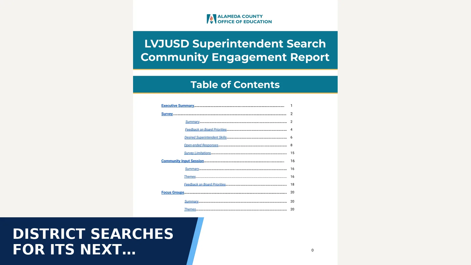 Excerpt from Community Engagement Report - 2026 Superintendent's Search for District searches for its next superintendent