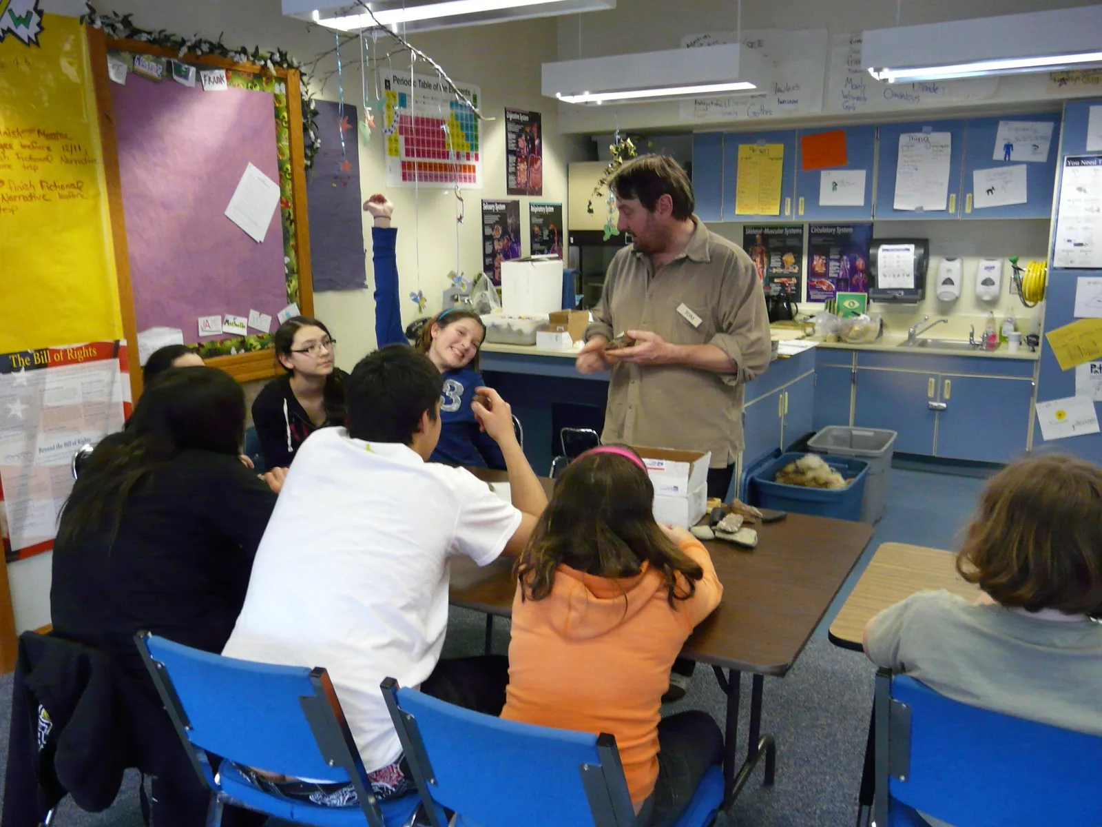 Alaska Peninsula/Becharof National Wildlife Refuges
USFWS volunteer Tom Prang teaching archeology at Chignik Lagoon School.