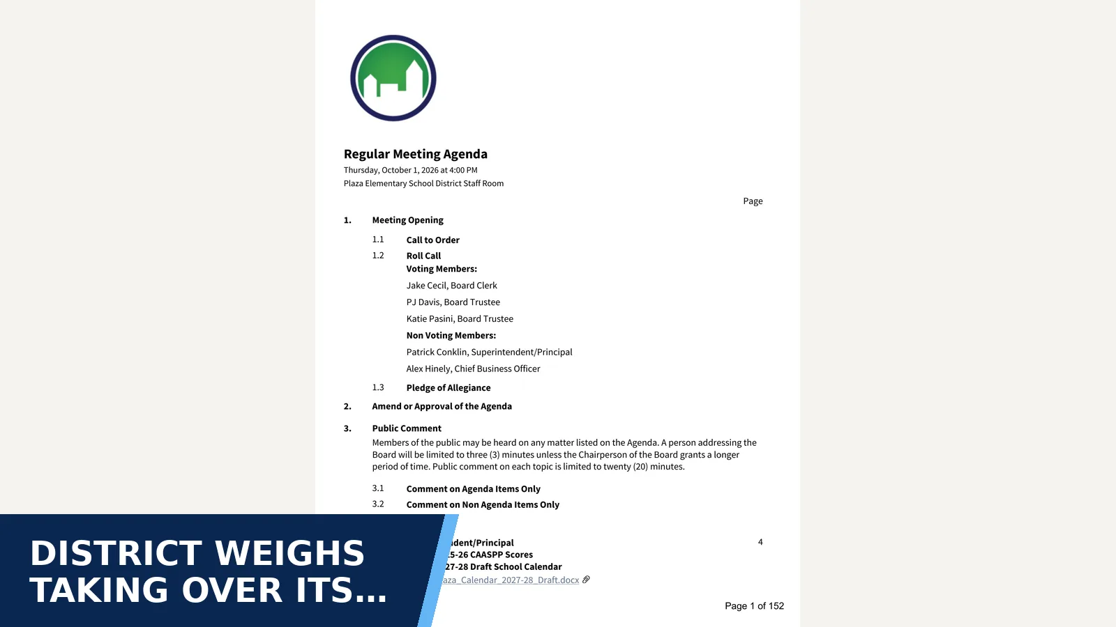 Excerpt from October 1st, 2026 Agenda Packet for District weighs taking over its mild/moderate…