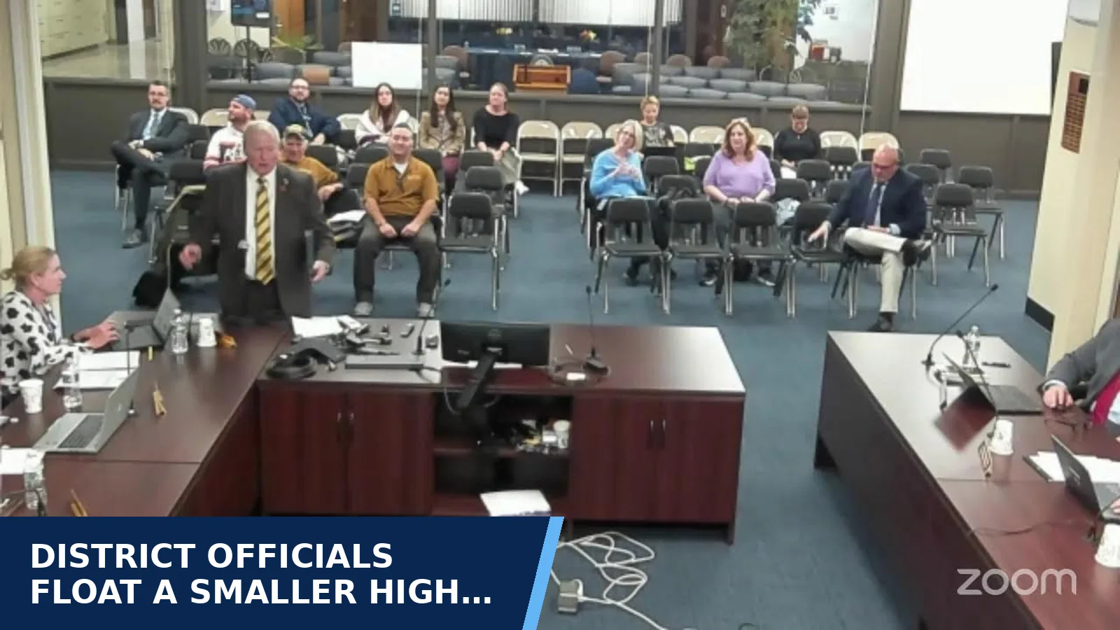 Excerpt from POB Central's Zoom Meeting for District officials float a smaller high school…
