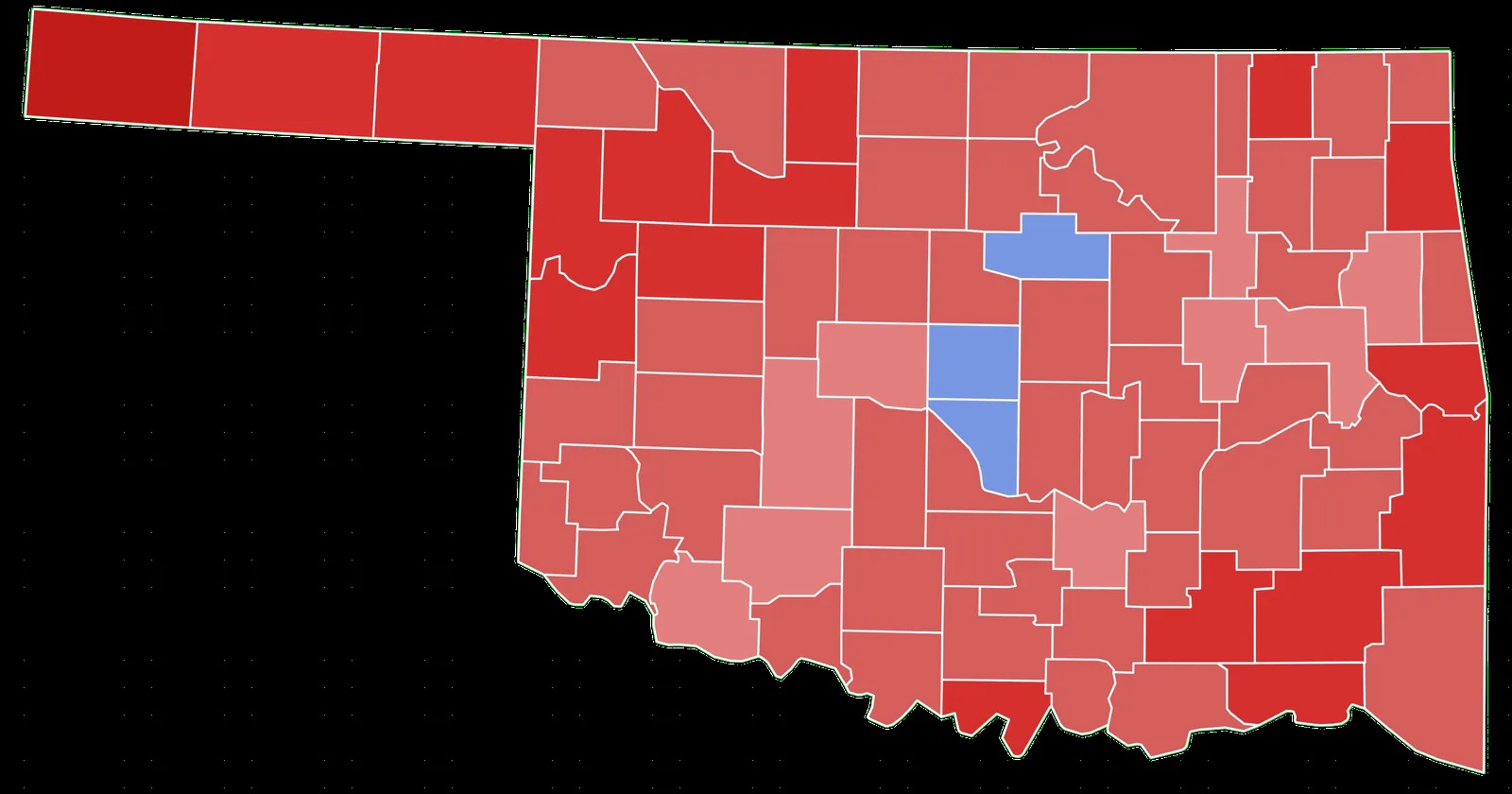 Results of the 2022 Oklahoma Superintendent of Public Instruction Election by county. Source: https://results.okelections.us/OKER/?elecDate=20221108