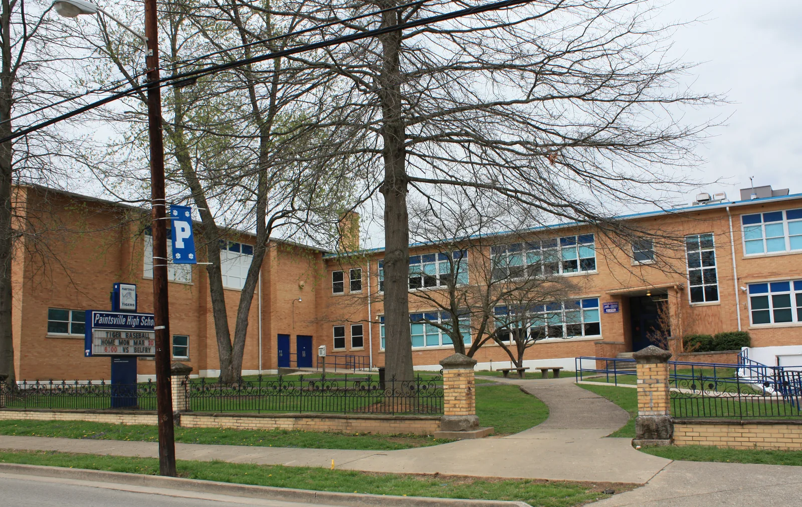 Photograph taken of Paintsville High School from Second Street