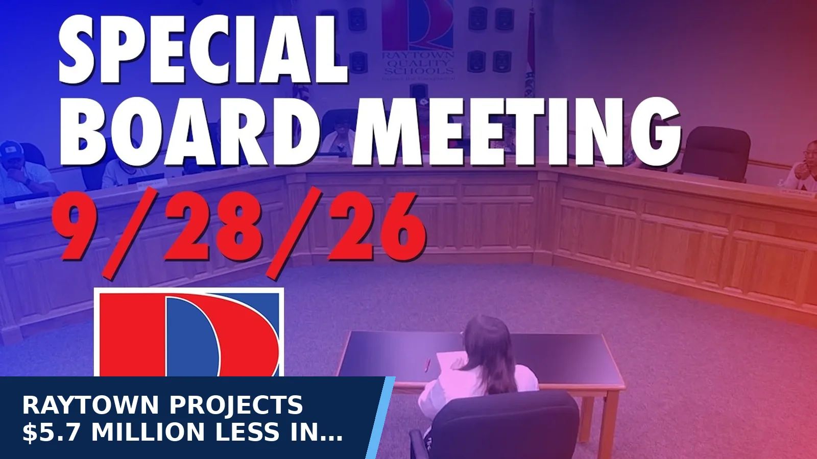 Excerpt from September 28, 2026 Special Board Meeting for Raytown projects $5.7 million less in property-tax…