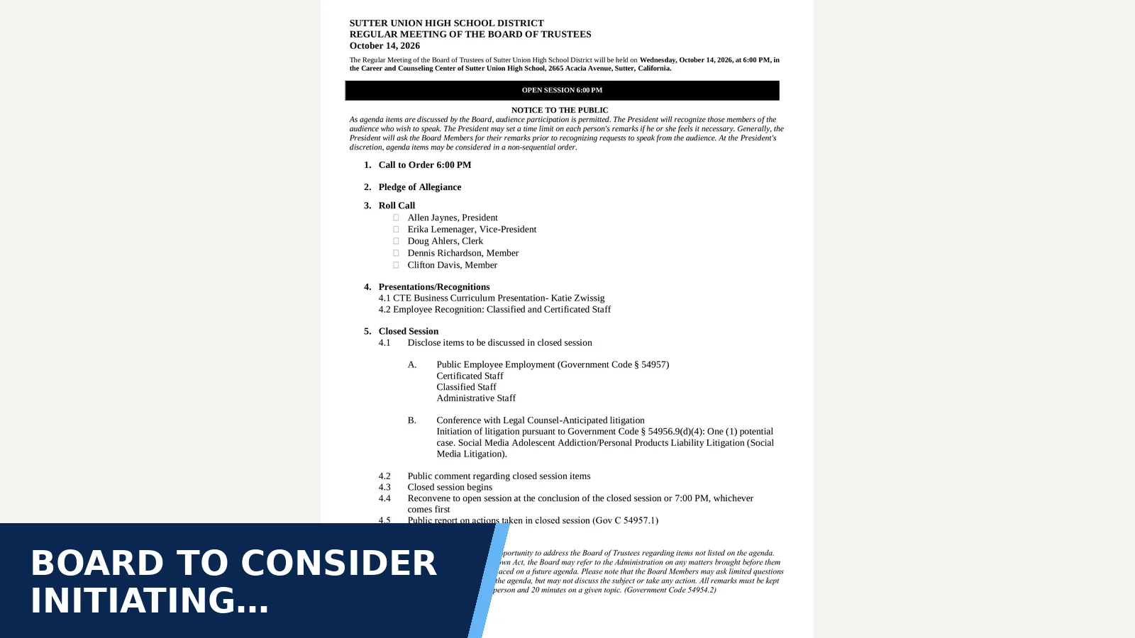 Excerpt from 2026-10-14 for Board to consider initiating social-media…