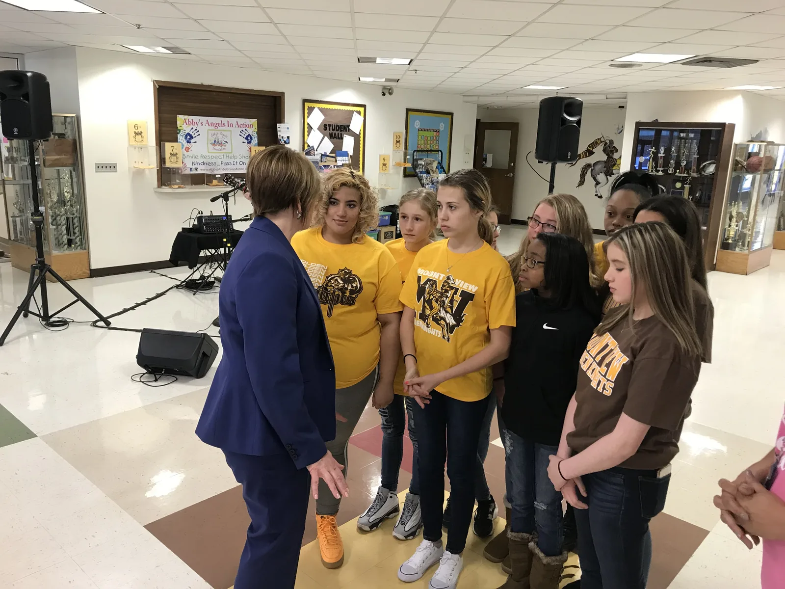 a group of students at Mount View High School in Superior, West Virginia