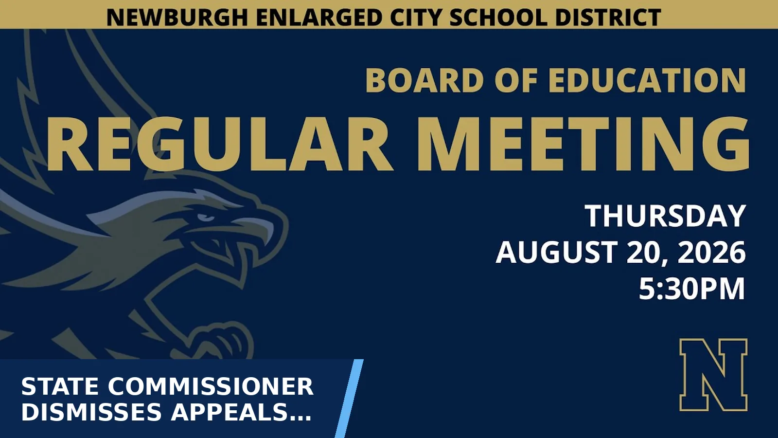 Excerpt from BOE Regular Meeting - August 20, 2026 for State commissioner dismisses appeals over acting…