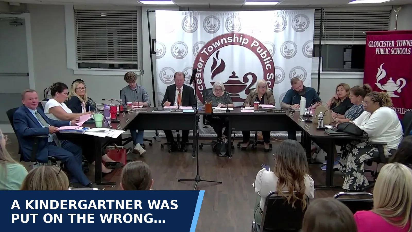 Excerpt from Board meeting recording — Gloucester Township BOE meeting 9-21-26 for A kindergartner was put on the wrong bus, and the…