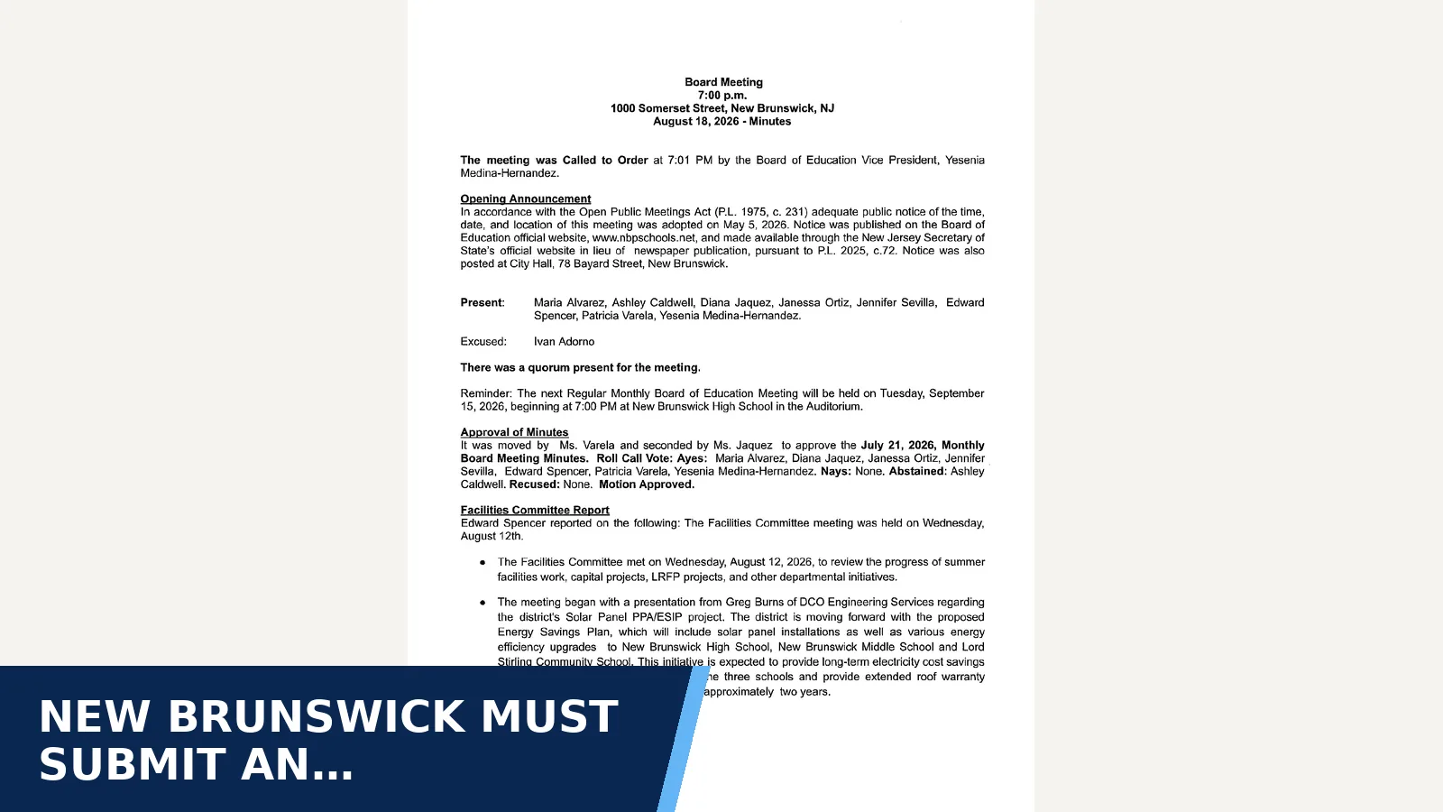 Excerpt from MIN 2026-08-18.pdf for New Brunswick must submit an improvement plan…