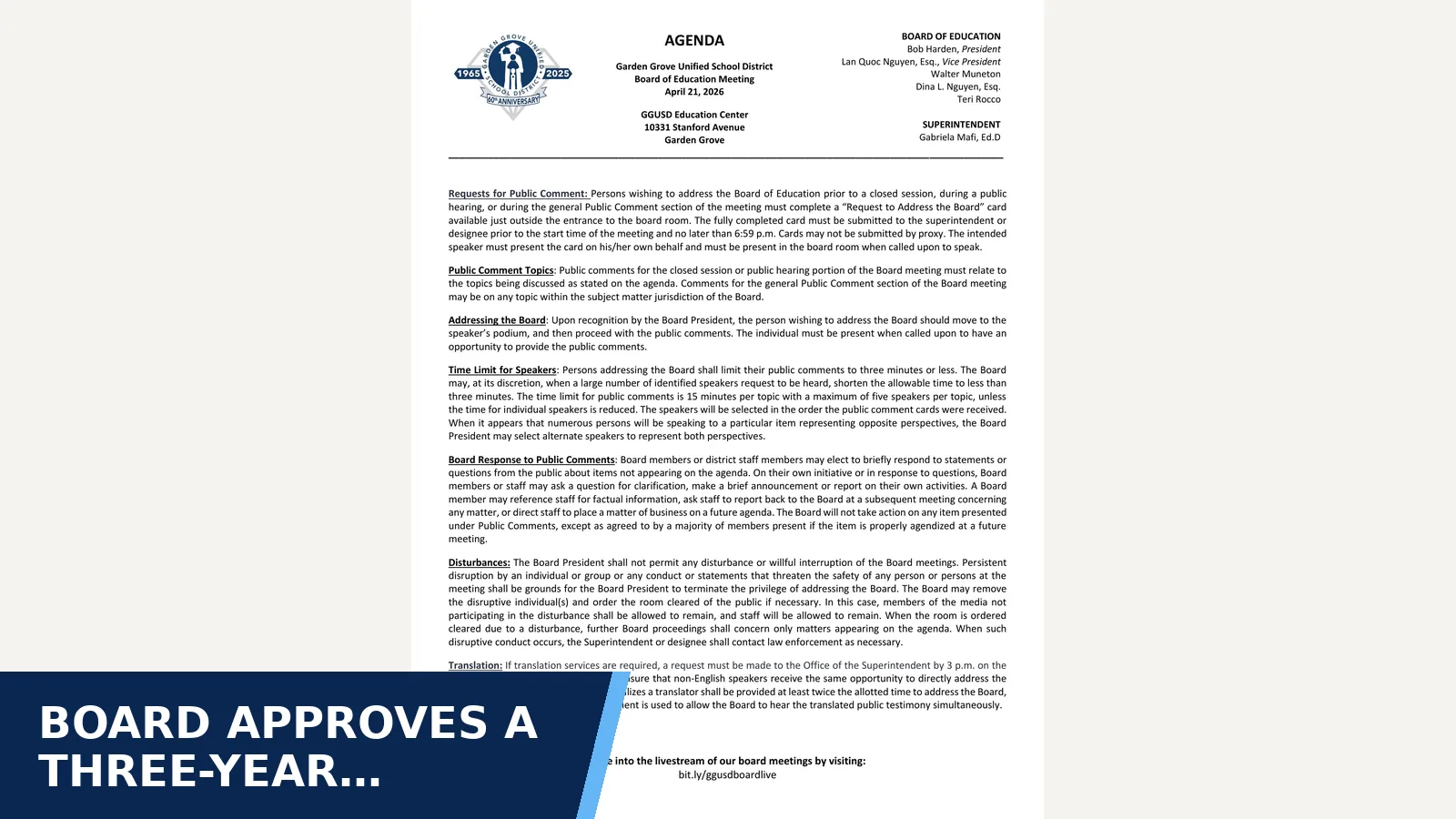 Excerpt from 2026-04-21 — View Agenda for Board approves a three-year teacher-residency program