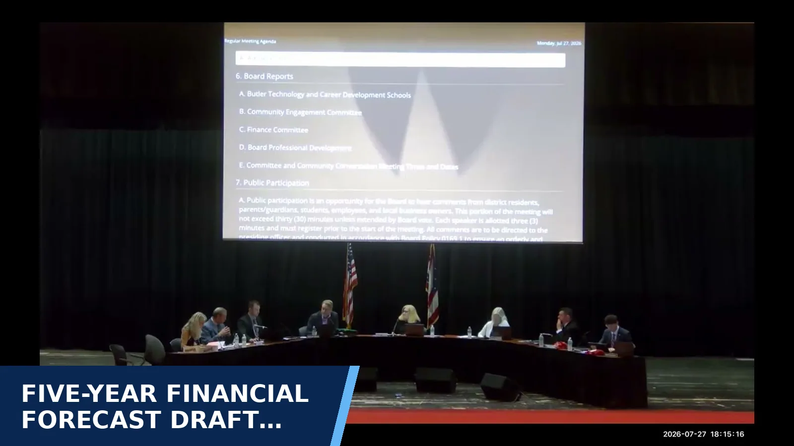 Excerpt from Lakota Board of Education Regular Meeting: July 27, 2026 for Five-Year Financial Forecast Draft Raises…