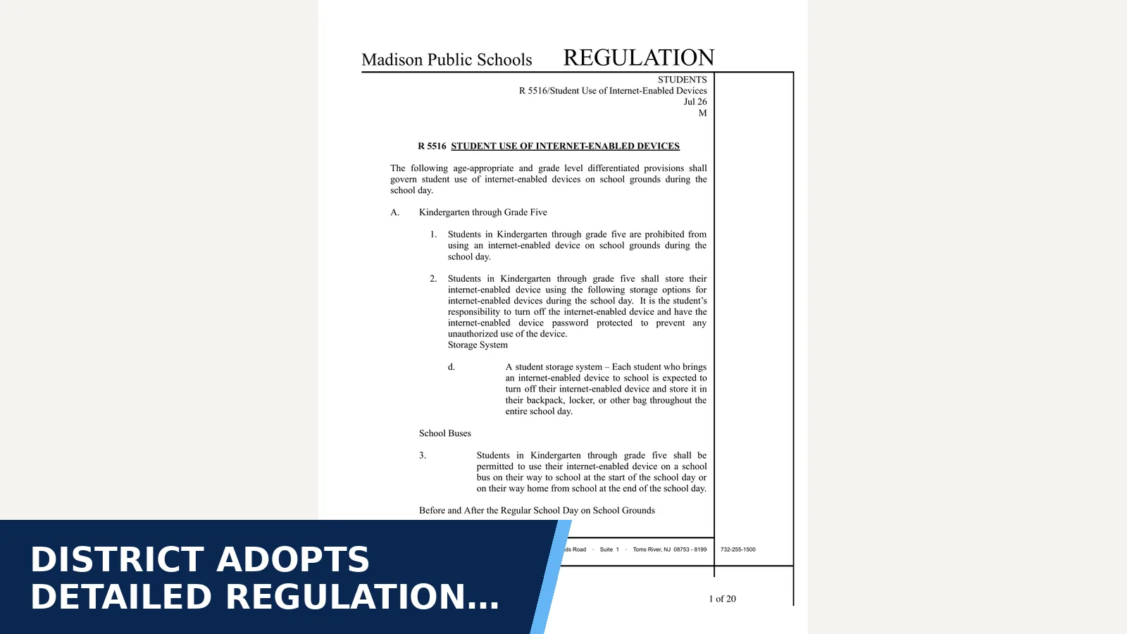 Excerpt from August 25, 2026 BOE Special Meeting Agenda — linked attachment 28 for District adopts detailed regulation implementing…