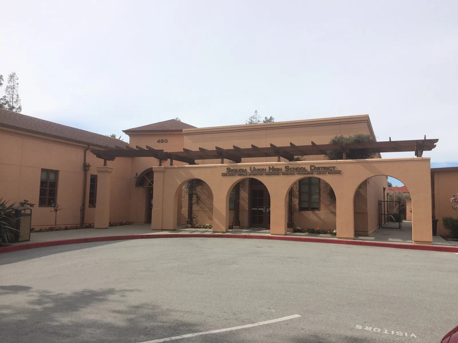 Exterior view of Sequoia Union High School District in Redwood City, California