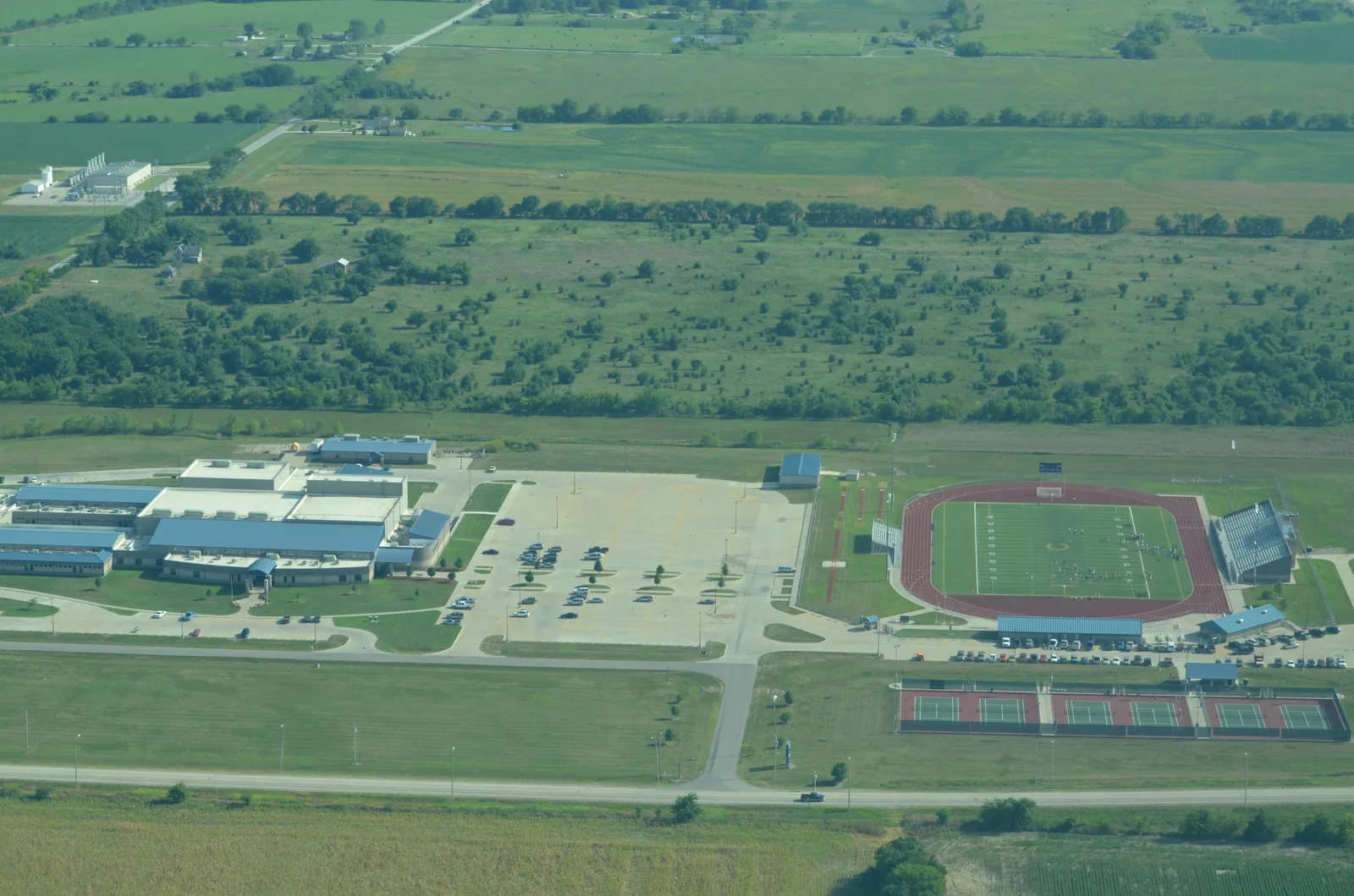 Aerial photo of Chanute High School, Chanute Kansas