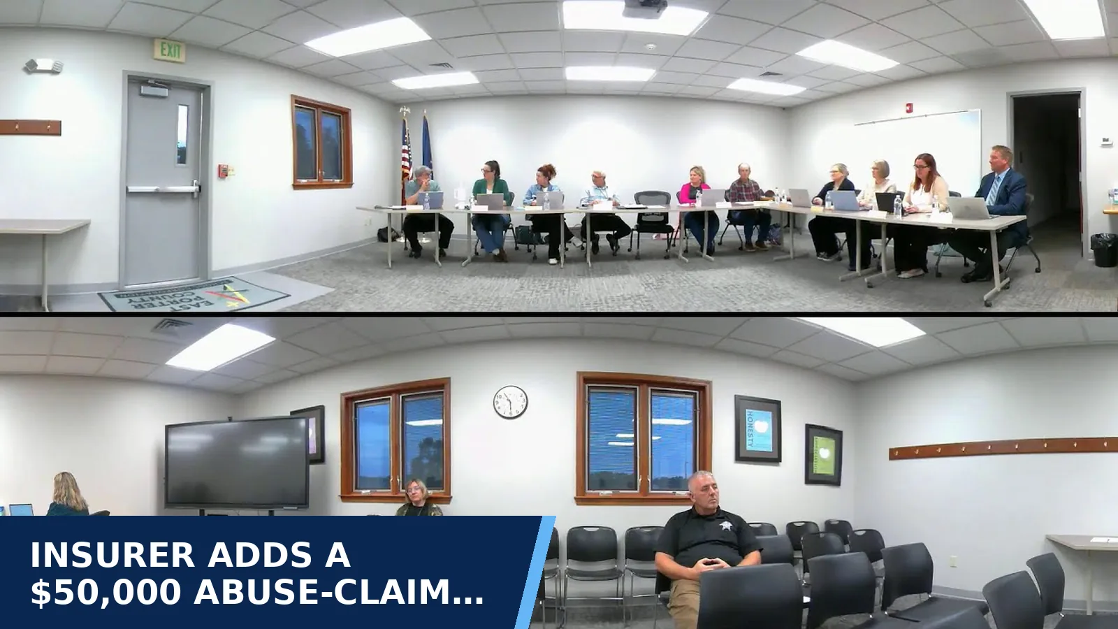 Excerpt from East Porter County School Corporation - 10.26.2026 East Porter County School Corporation Work Session for Insurer adds a $50,000 abuse-claim deductible…
