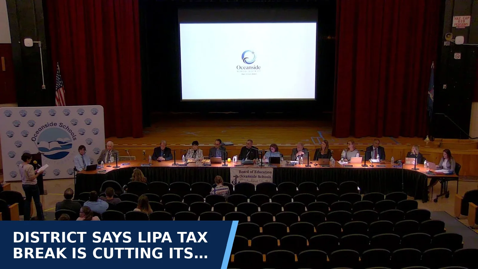 Excerpt from Oceanside BOE : October 14 Regular Meeting (recording) for District says LIPA tax break is cutting its…