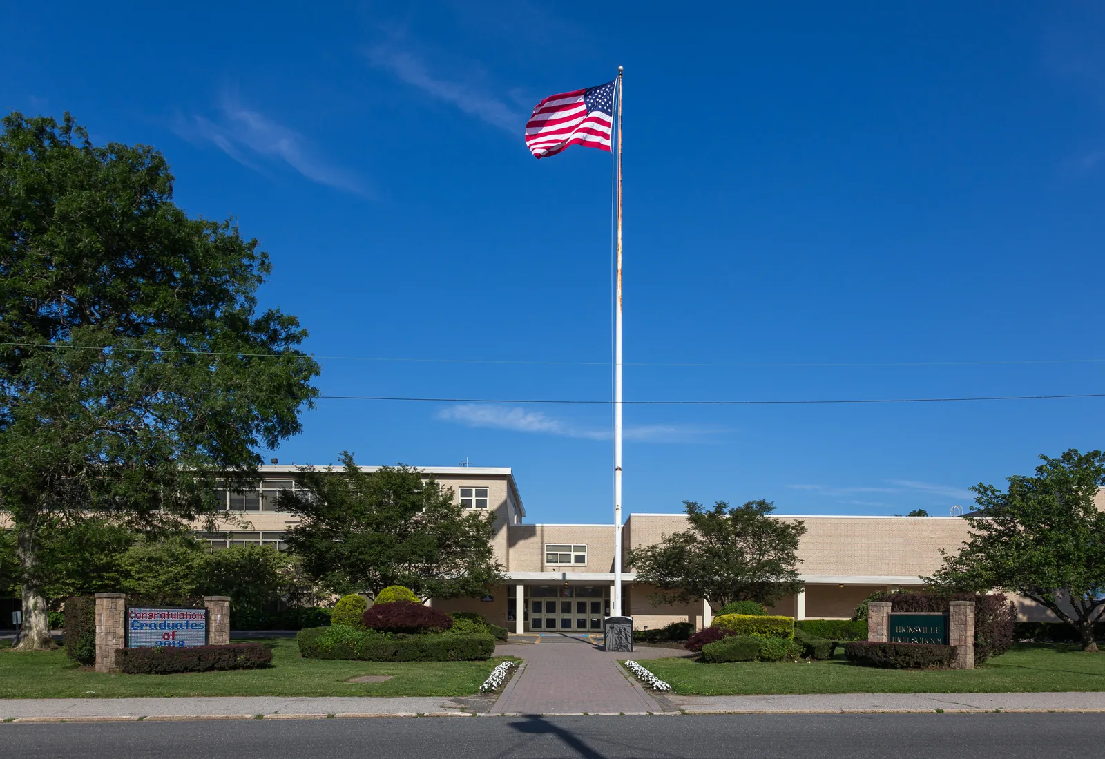 Hicksville High School, front entrance.180 Division Ave, Hicksville, NY