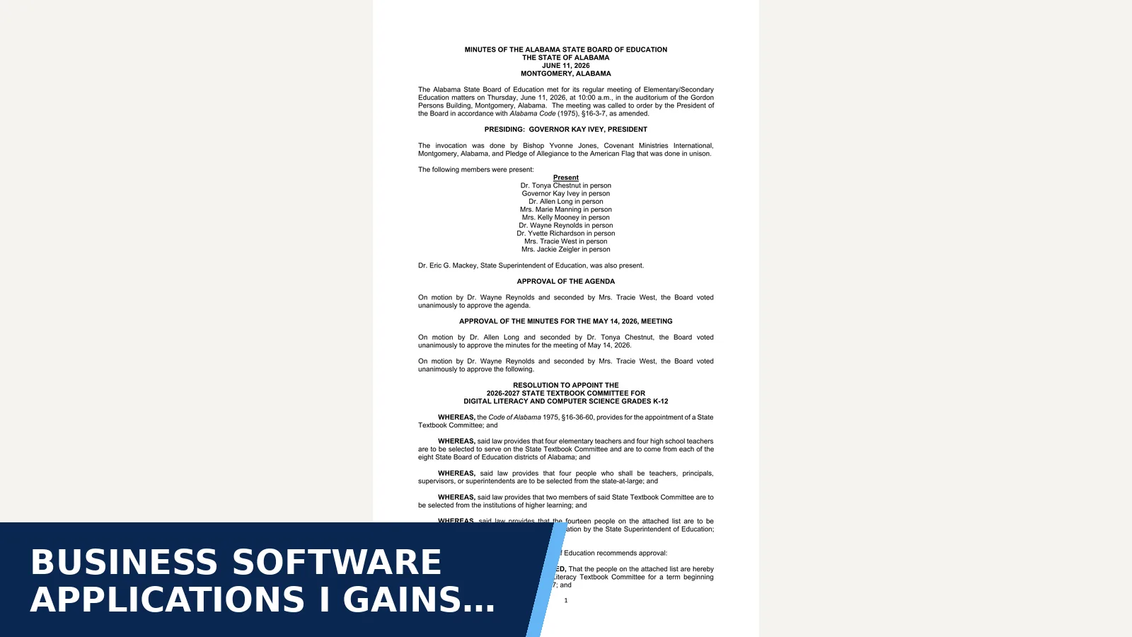Excerpt from June 11, 2026 for Business Software Applications I gains…